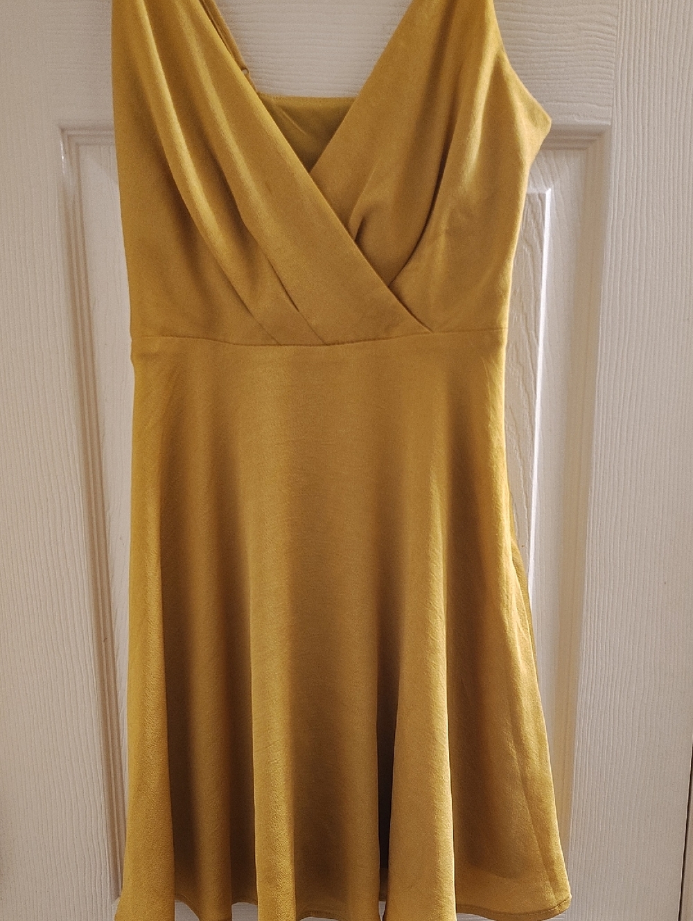 Express Mustard Yellow Surplice Mini Dress